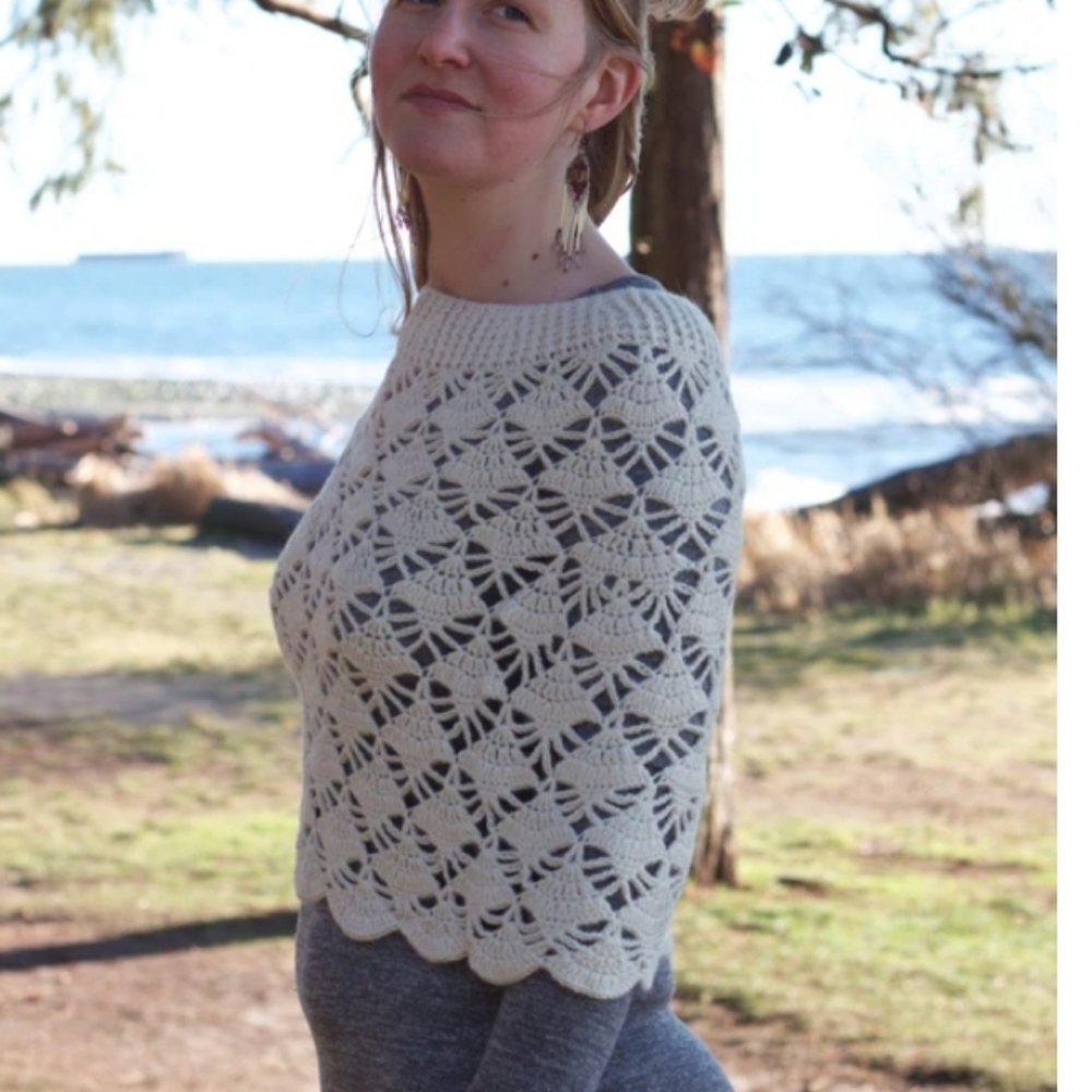 Hand Knit 100% Alpaca Lacy Seville Cape